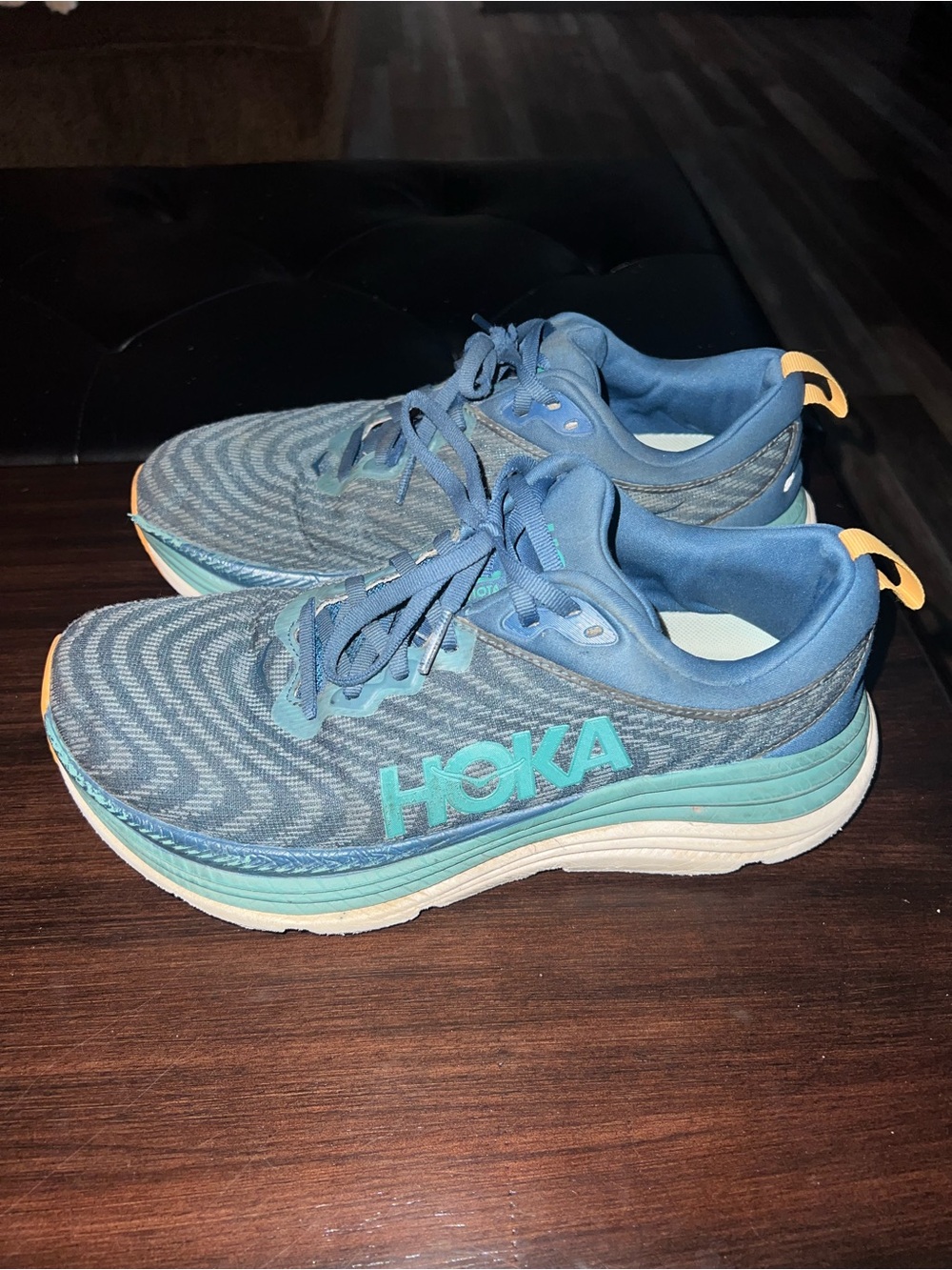 Hoka One One Women's 9.5W or Men’s 8D Teal and Blue Running Shoes